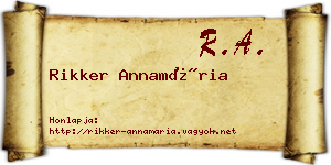 Rikker Annamária névjegykártya